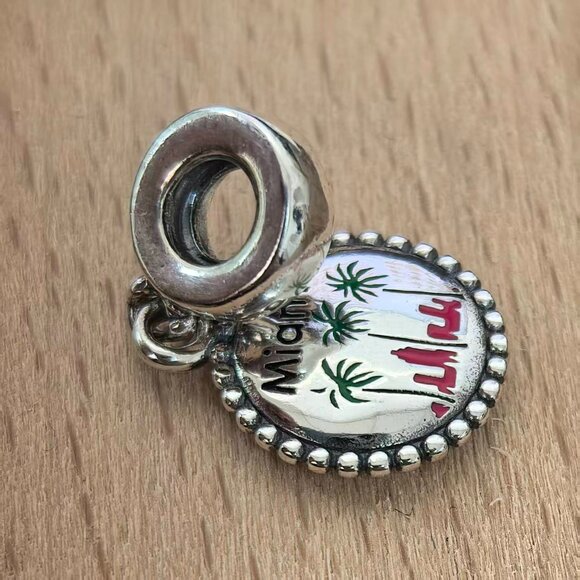 Pandora Miami Beach Dangle Charm Travel Pendant, S925 Silver Bracelets - Picture 3 of 4